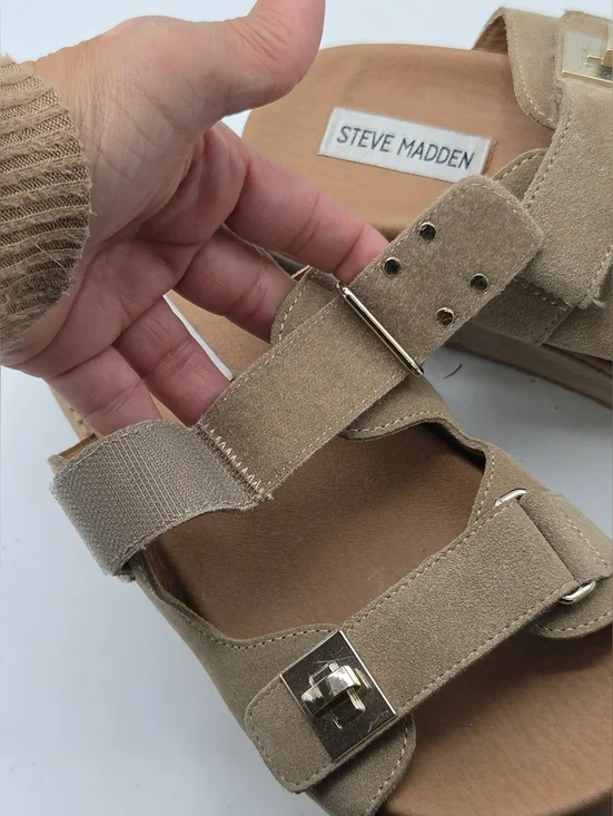 Steve Madden Bigschmona Tan Suede Platform Sandals Size 7.5 - Picture 13 of 15